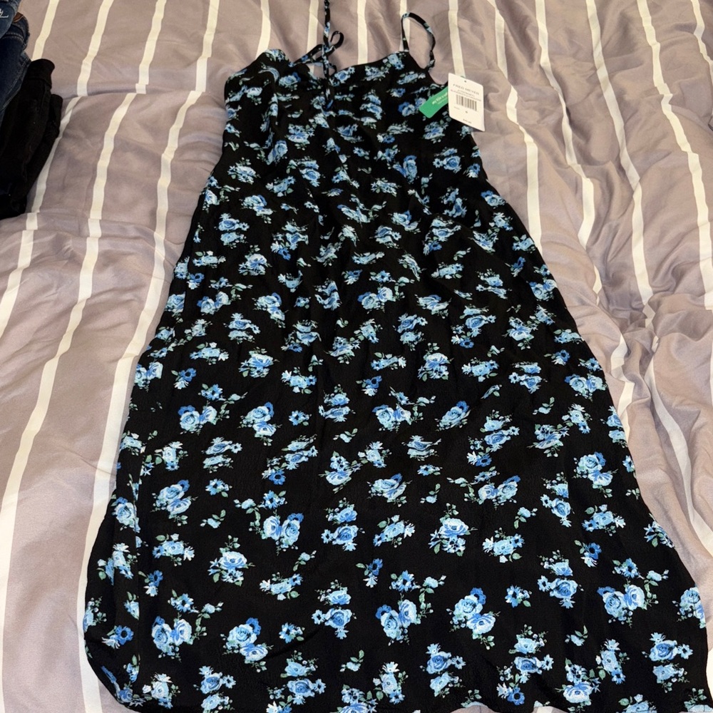 Stylish black and blue floral dress